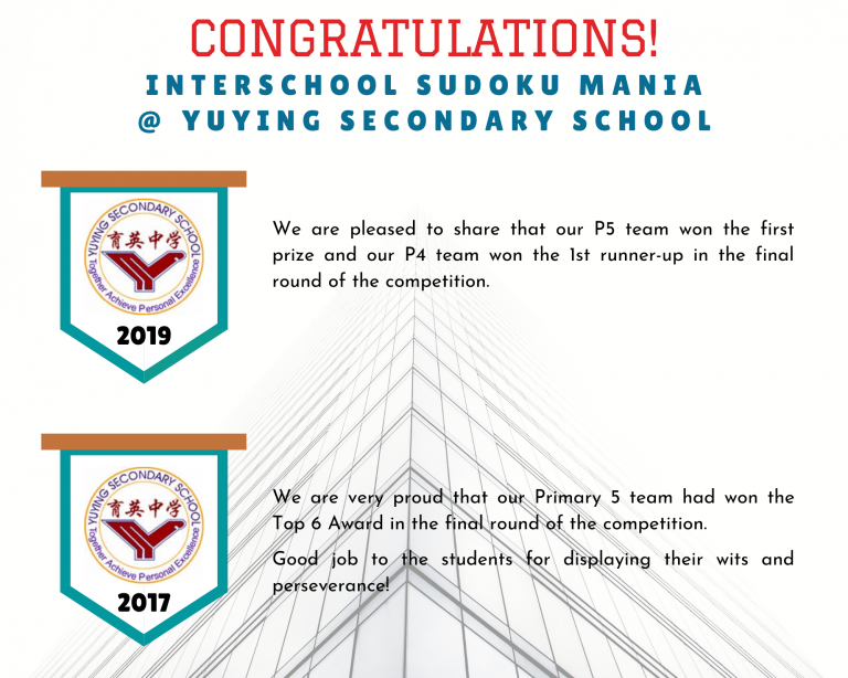 Interschool Sudoku Mania @ Yuying Secondary School